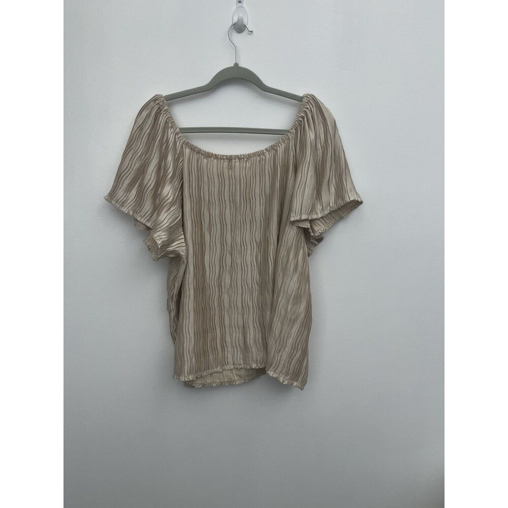 GRACE + EMMA Women’s Top Ivory Blouse Pleated Size XL Square Neck Pullover - Picture 4 of 13